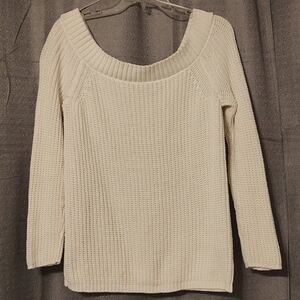 Pink Republic White Sweater with Chunky Knit and Scoop Neckline